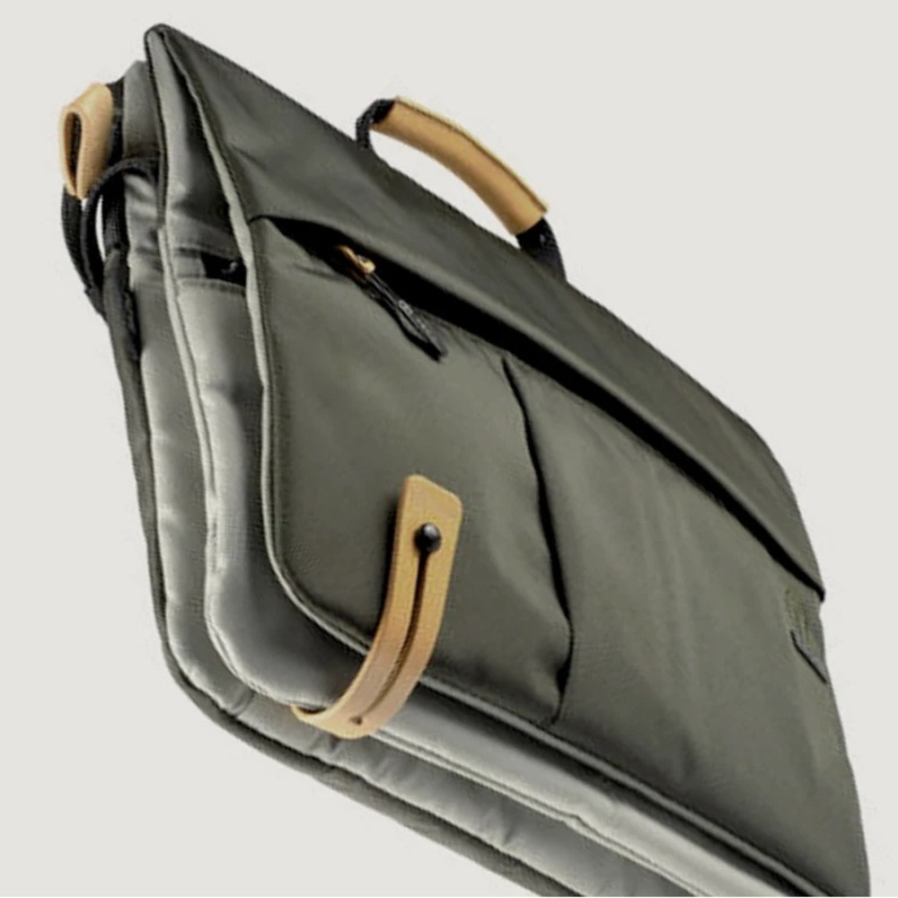 TUMI T-Tech Civilian Slim Crossbody Messenger Green/Black Nylon Leather Bag